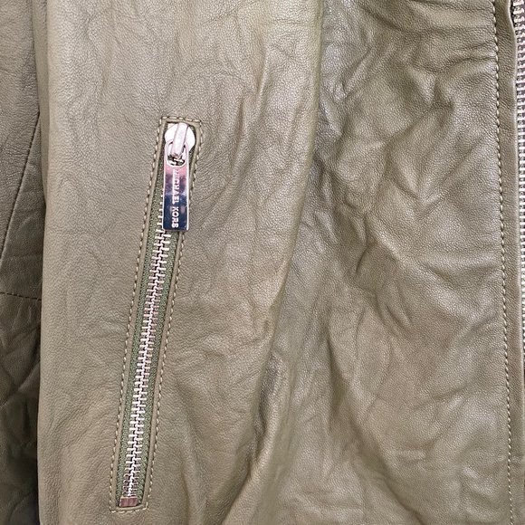 NWT Michael Kors Leather Jacket Olive Green - Picture 6 of 15